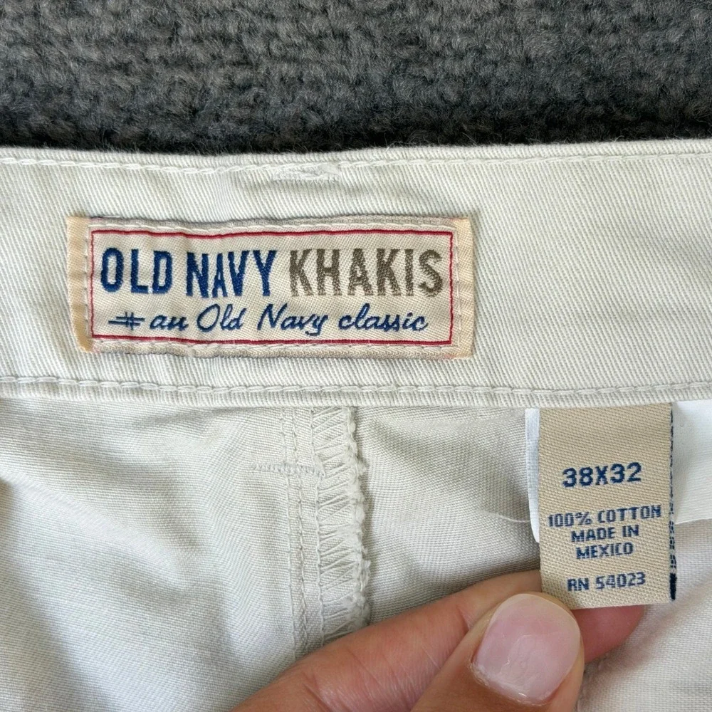 Vintage Old Navy Khakis Mens 38x32 Cream Off White Cotton Straight Chino Pants